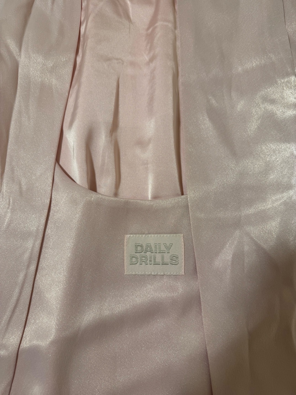 SOLD OUT Daily Drills Open-Back Satin Mini Dress in Blush Pink - Picture 7 of 7